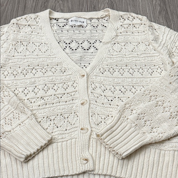 Olive & Oak Women's Ivory Knit Cardigan Size L - Picture 3 of 9